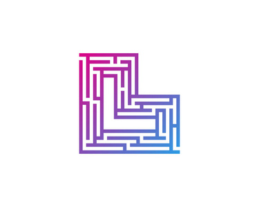 字母 l 迷宫迷宫徽标设计元素