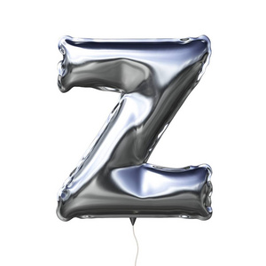 用银色充气气球在白色背景下分离的字母 Z