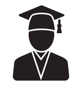 女性头像戴 mortarboard 在她的头描绘研究生的人