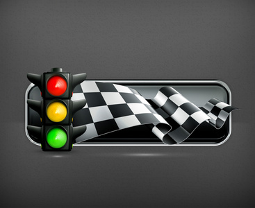 赛车与交通灯的横幅,矢量老式赛车车海报赛车红色体育赛车赛车体育