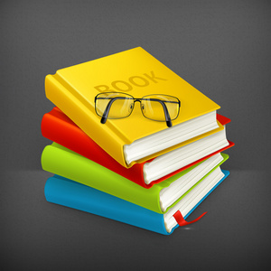 书籍和眼镜，矢量