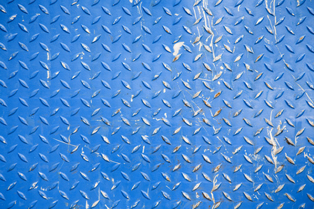 蓝色的波纹金属质感表面,蓝锌墙,蓝色的门生锈的金属质地, 生锈的蓝