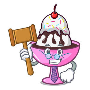 法官冰淇淋圣代吉祥物卡通