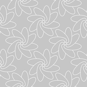 灰色背景上的白色花卉装饰品。纺织品和墙纸无缝图案