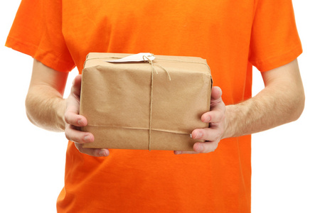 快递箱快递包裹箱,隔离在白色照片