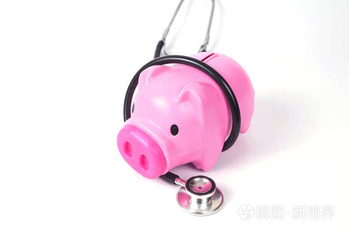 存钱罐与听诊器保存健康理念