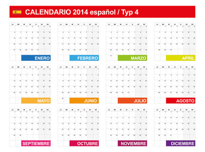 日历 2014年西班牙类型 4