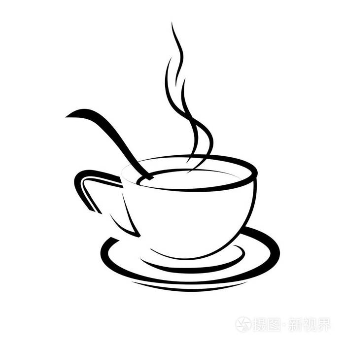 绘制咖啡杯和咖啡勺的矢量插图插画-正版商用图片05tb6b-摄图新视界