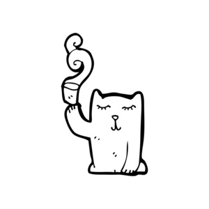 带杯茶卡通猫照片