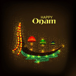 一个庆祝背景的向量例证南印度喀拉拉邦快乐的 Onam 节日