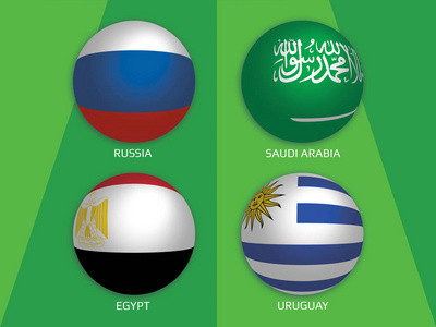 橄榄球世界冠军小组俄国沙特阿拉伯埃及和乌拉圭。横幅设计背景 socce