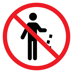 不要乱扔垃圾. 垃圾图标. 白色插图上的标志.