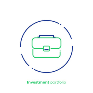业务案例线艺术图标, 投资组合矢量艺术, 提纲办公室手提箱插图