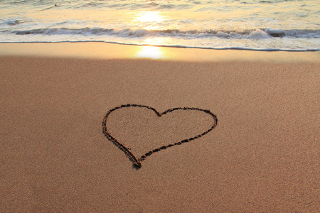 爱在沙滩上的心