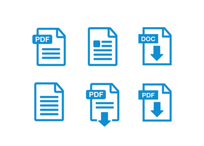文件下载图标。文档图标集。Pdf 文件下载图标