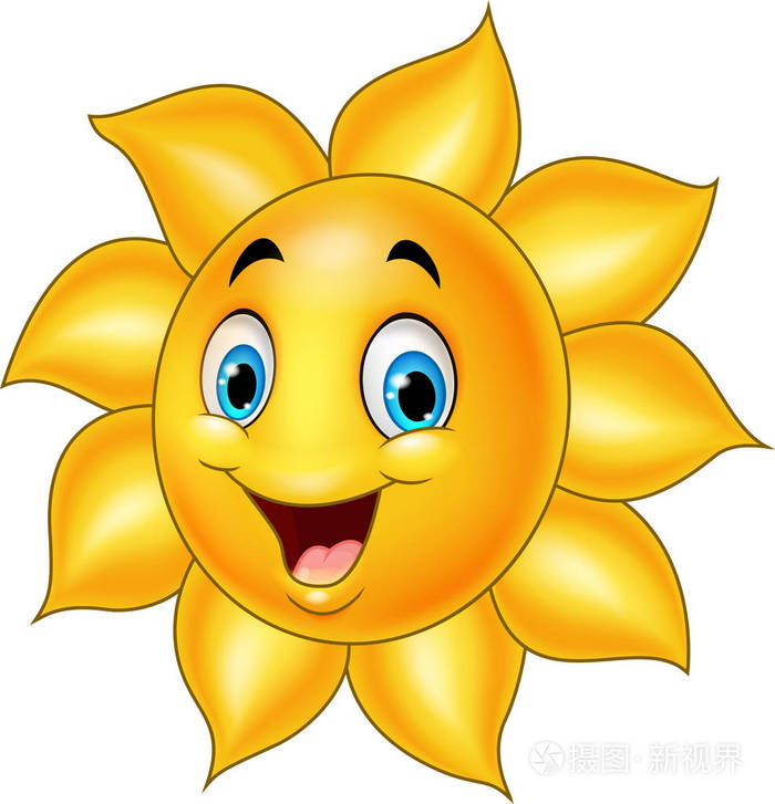孤立在白色背景上的卡通太阳