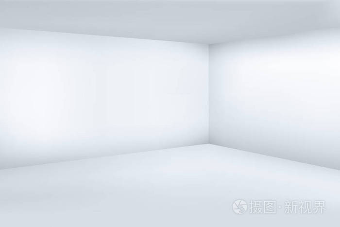 空白色3d 现代房间用空间干净的角落向量例证