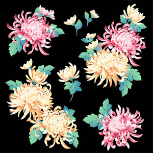 日式菊花, 日式菊花设计, 用于和服