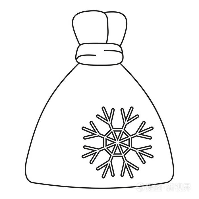 线条艺术黑白圣诞礼品袋插画-正版商用图片05ttqk-摄图新视界