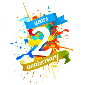 企业纪念日两年纪念日.矢量水彩飞溅漆照片