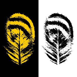 抽象叶子。颜色为黑色和黄色的矢量徽标