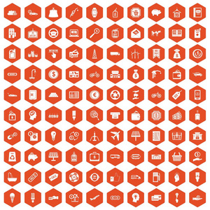 100经济图标六角橙