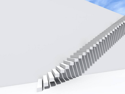 概念楼梯在墙壁背景建筑或建筑学作为比喻到企业成功, 成长, 进展或成就。3d. 创意步骤的插图 riseing 到顶端作为视觉设