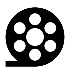 胶片卷筒平面矢量图标照片