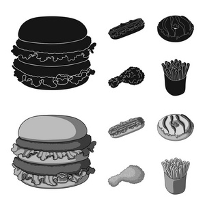 快速, 食物, 膳食, 和其他网页图标黑色, monochrom 风格。汉堡包, 面包, 面粉, 集合中的图标