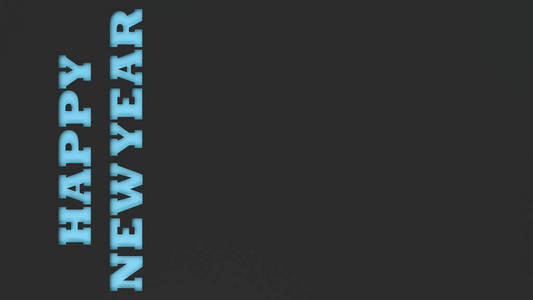 蓝色的新年单词用黑色纸剪断。3d 渲染插图
