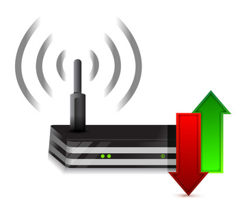 向上和向下箭头的无线路由器