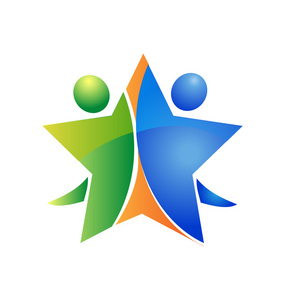 快乐团队徽标团队精神社会矢量 logo 股票年轻的员工团队精神的徽标