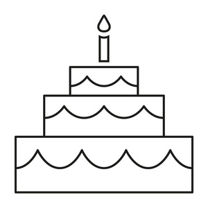 线条艺术黑白生日蛋糕照片