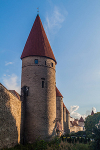 塔在设防墙壁在老镇塔林, 爱沙尼亚