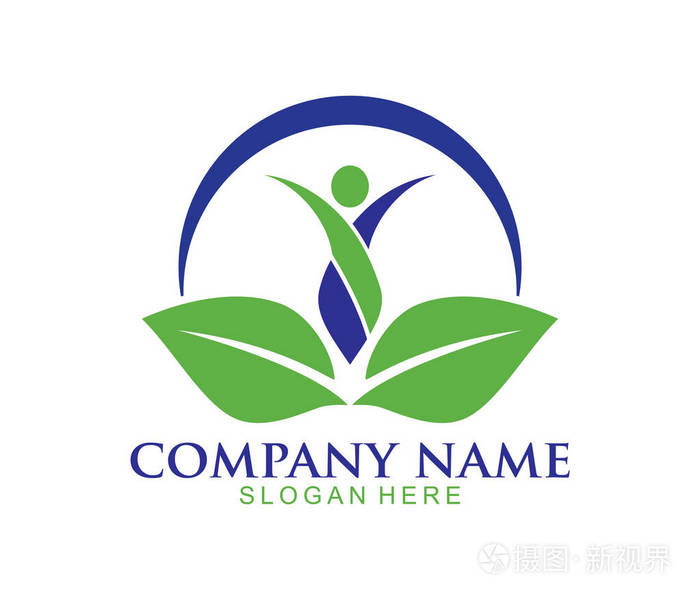 天然中草药健康人养生矢量标志设计模板