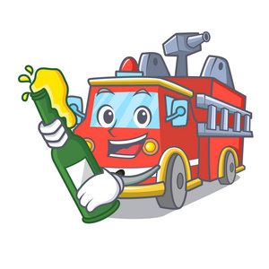 与啤酒消防车吉祥物卡通