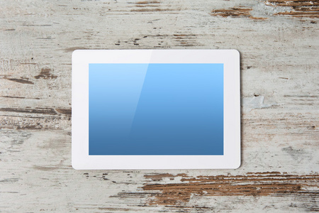 蓝色屏幕白色平板电脑