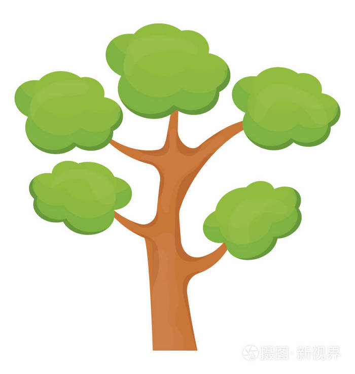 树具棕色茎和绿叶结构在殖民地, 这是 hangmans 榆树插画-正版商用