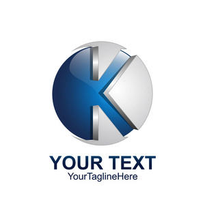 首字母 K 徽标模板彩色蓝色灰色圆圈球面设计业务和公司标识