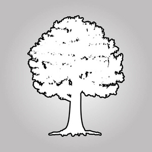 大树剪影被隔绝在白色背景, 标志和自然概念的图标, 向量例证
