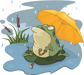 青蛙和雨卡通图片