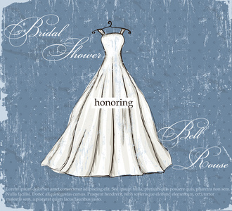复古海报与美丽的婚纱礼服