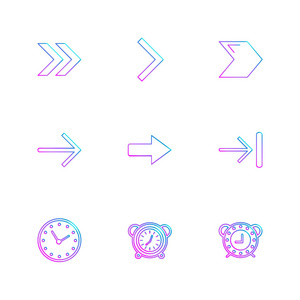 箭头方向指针创意图标集, 矢量设计平面收藏