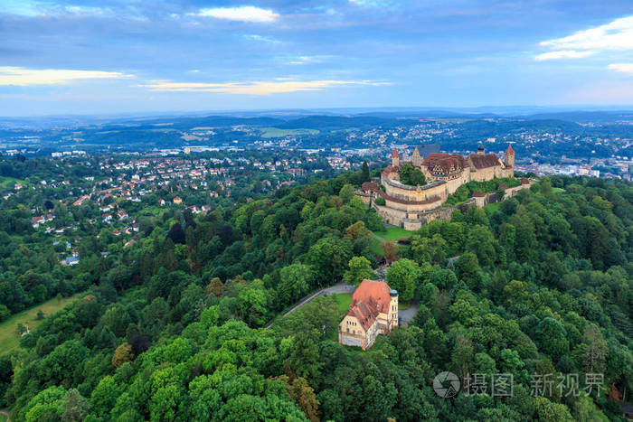 veste 堡垒的空气看法在科堡, 巴伐利亚, 德国