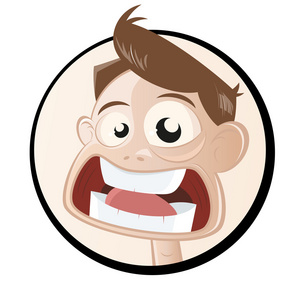 一枚徽章的害怕的卡通人照片