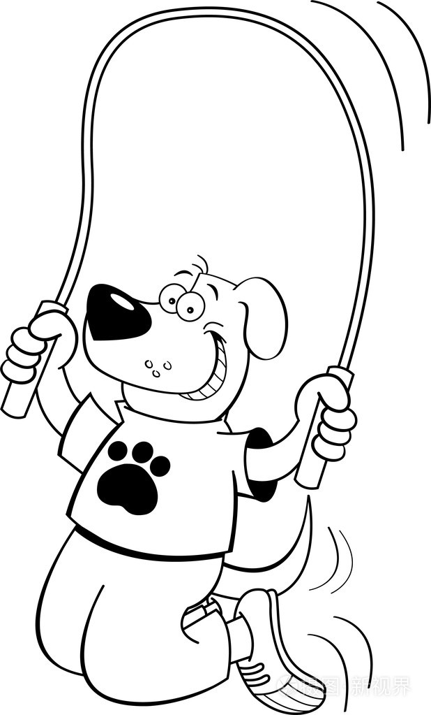 卡通狗跳绳插画-正版商用图片05uvqh-摄图新视界