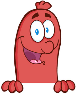 踏青人物香肠的卡通人物在标志照片