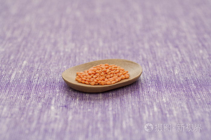 有机红小扁豆的特写视图