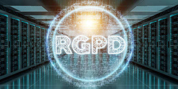 服务器机房数据中心存储3d 渲染中的数字 Gdpr 接口