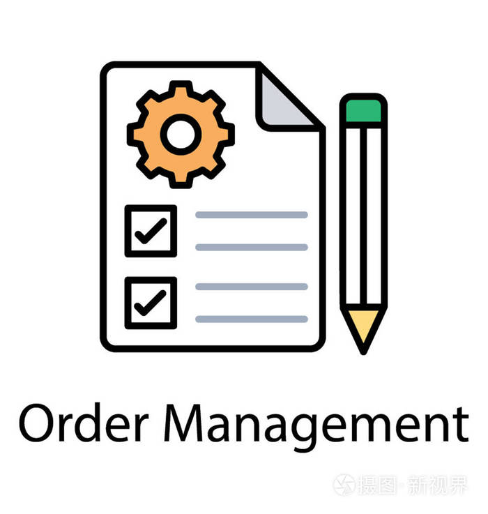 一张带有齿轮标志的清单和一支笔行动计划的符号